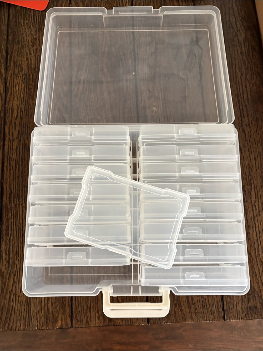 Plastic storage tote with individual containers